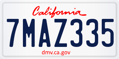 CA license plate 7MAZ335