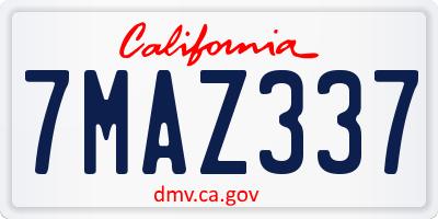 CA license plate 7MAZ337