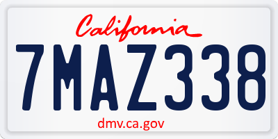 CA license plate 7MAZ338