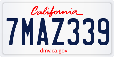 CA license plate 7MAZ339