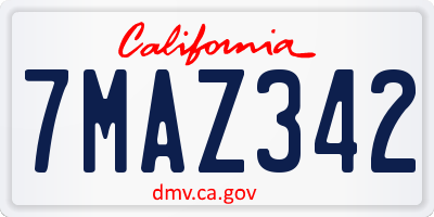 CA license plate 7MAZ342