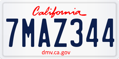 CA license plate 7MAZ344