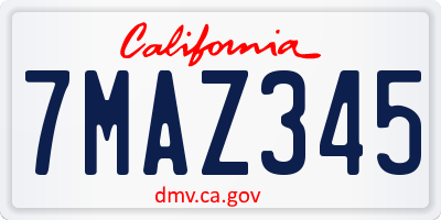 CA license plate 7MAZ345