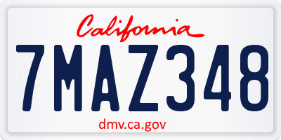 CA license plate 7MAZ348