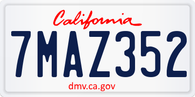 CA license plate 7MAZ352