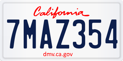 CA license plate 7MAZ354