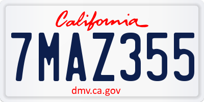 CA license plate 7MAZ355