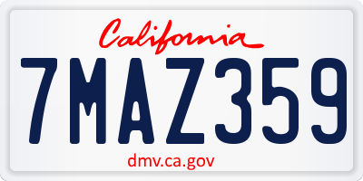CA license plate 7MAZ359