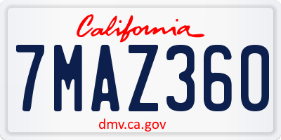 CA license plate 7MAZ360
