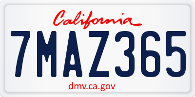 CA license plate 7MAZ365