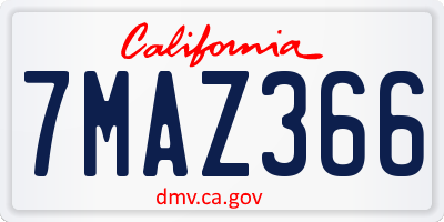 CA license plate 7MAZ366