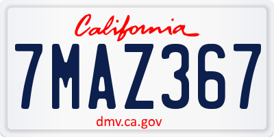 CA license plate 7MAZ367