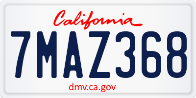 CA license plate 7MAZ368