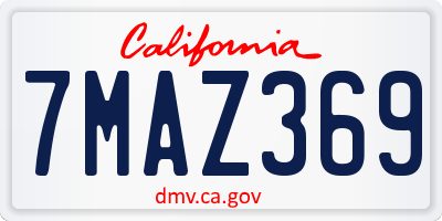 CA license plate 7MAZ369