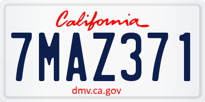 CA license plate 7MAZ371