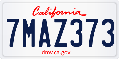 CA license plate 7MAZ373