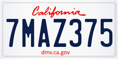 CA license plate 7MAZ375