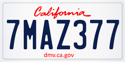 CA license plate 7MAZ377