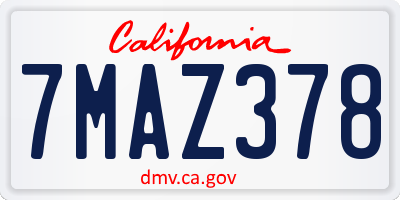 CA license plate 7MAZ378