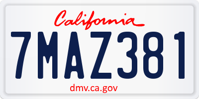 CA license plate 7MAZ381