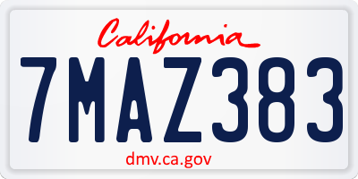 CA license plate 7MAZ383