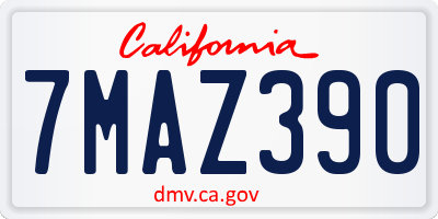 CA license plate 7MAZ390
