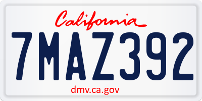 CA license plate 7MAZ392