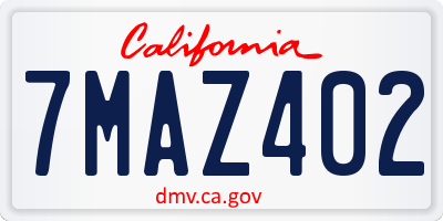 CA license plate 7MAZ402