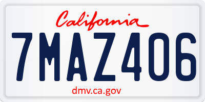 CA license plate 7MAZ406
