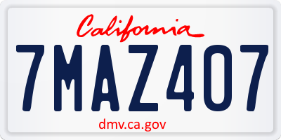 CA license plate 7MAZ407