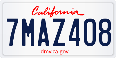 CA license plate 7MAZ408
