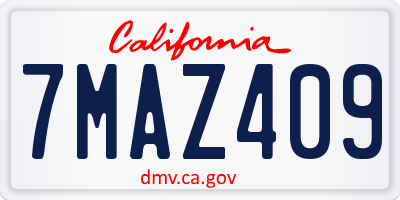 CA license plate 7MAZ409