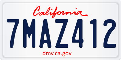 CA license plate 7MAZ412