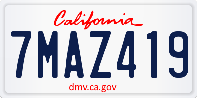 CA license plate 7MAZ419