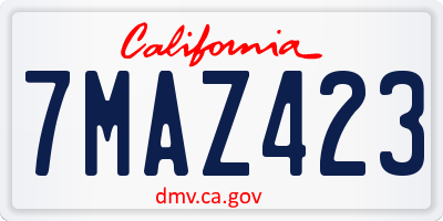 CA license plate 7MAZ423