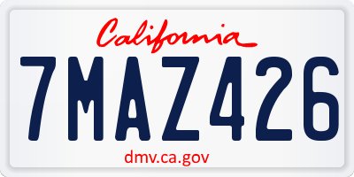 CA license plate 7MAZ426