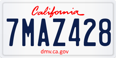 CA license plate 7MAZ428