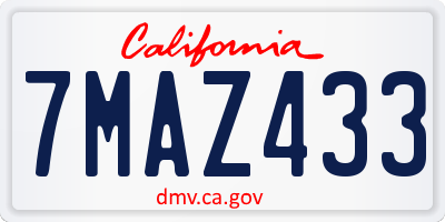 CA license plate 7MAZ433
