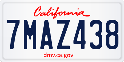 CA license plate 7MAZ438