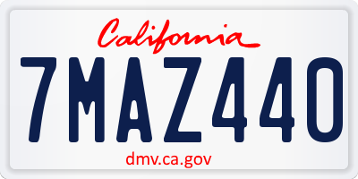 CA license plate 7MAZ440