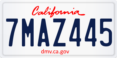 CA license plate 7MAZ445