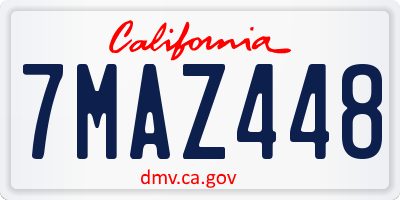CA license plate 7MAZ448