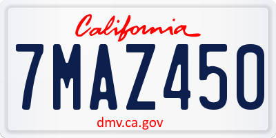 CA license plate 7MAZ450
