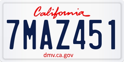 CA license plate 7MAZ451