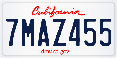 CA license plate 7MAZ455