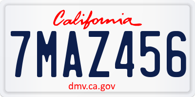 CA license plate 7MAZ456