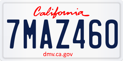 CA license plate 7MAZ460