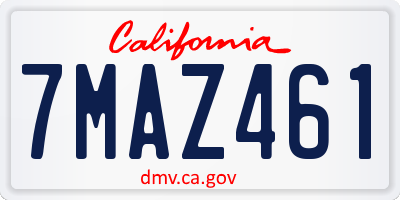 CA license plate 7MAZ461