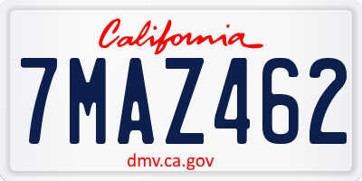 CA license plate 7MAZ462