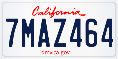 CA license plate 7MAZ464